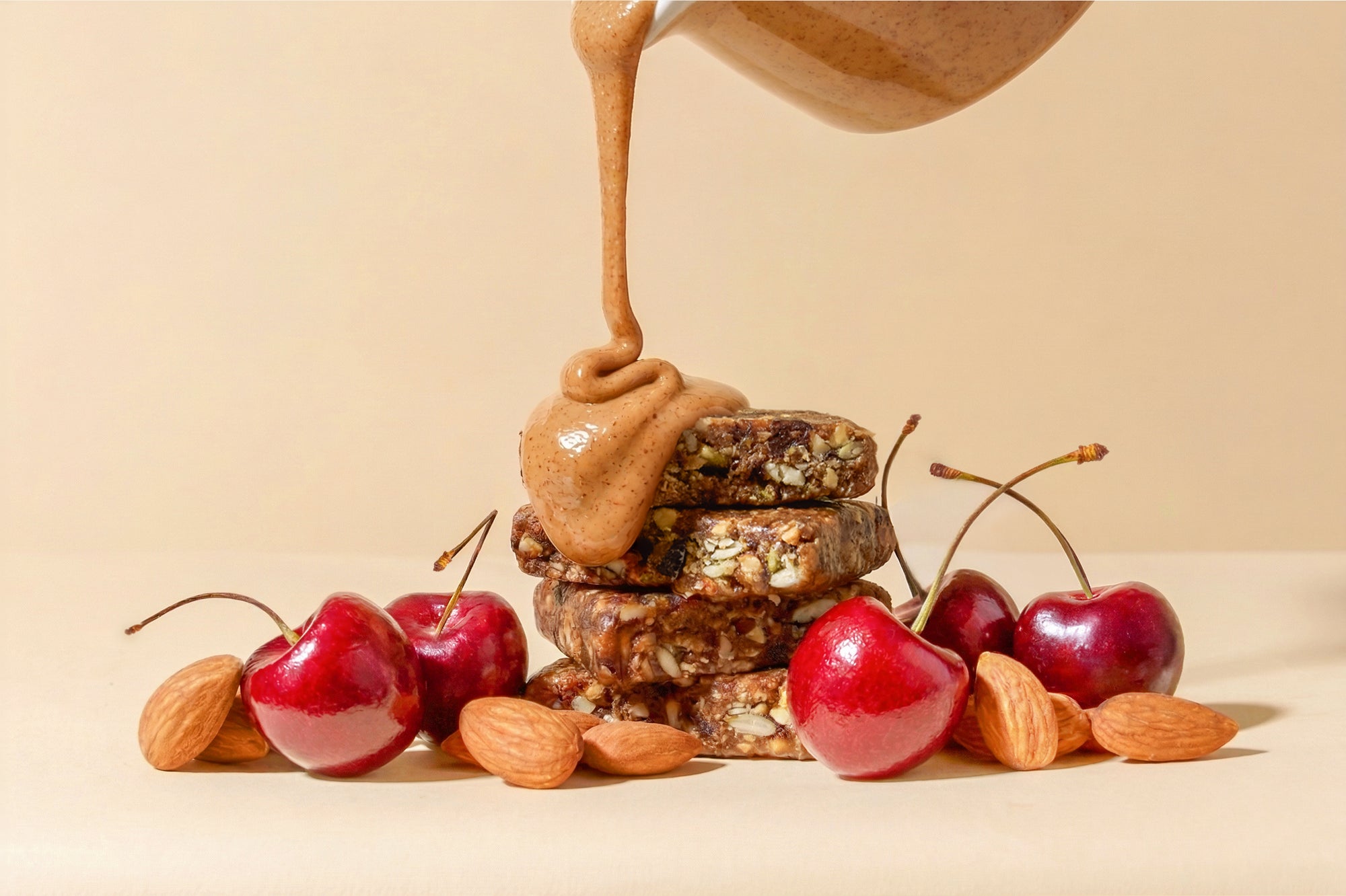 Dessert with nuts and cherries 

