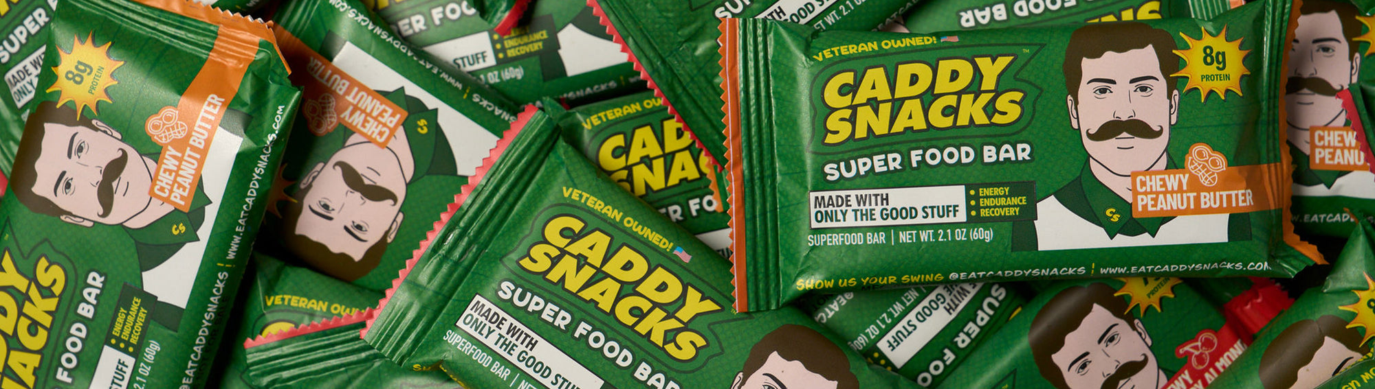 Caddy Snacks super food bars packaging with branding and product details.